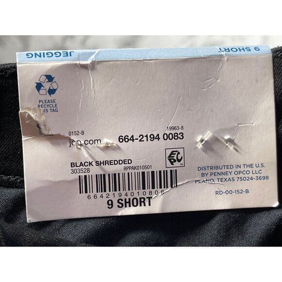 Arizona Jean Co. Black Distressed Hi-Rise Jegging Size 9 Short Cotton Polyester - Picture 11 of 13